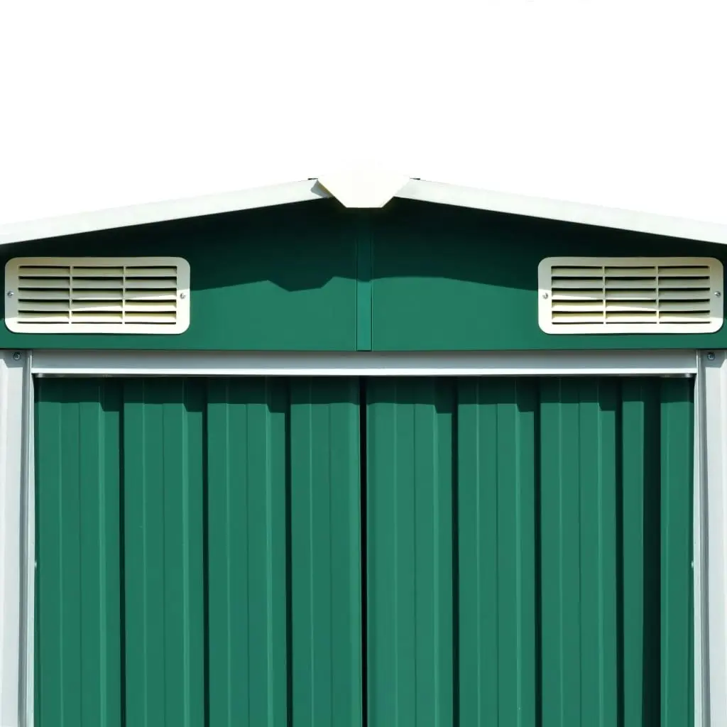 Garden Shed 257x489x181 cm Metal Green 143348