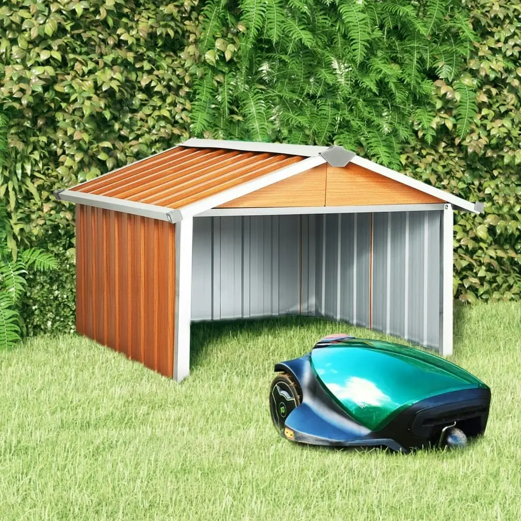 Garden Robot Lawnmower Shed 92x97x63 cm Galvanised Steel Brown 150910