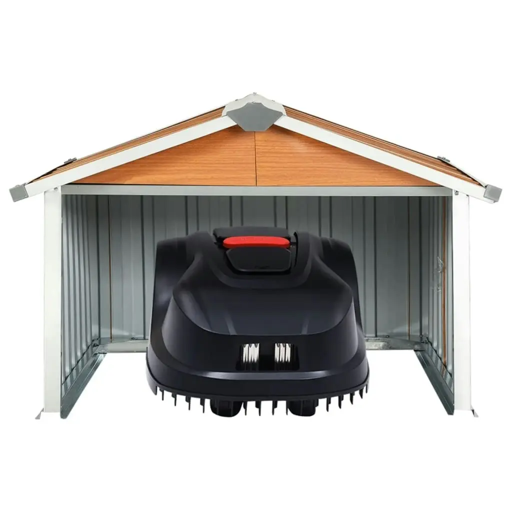 Garden Robot Lawnmower Shed 92x97x63 cm Galvanised Steel Brown 150910