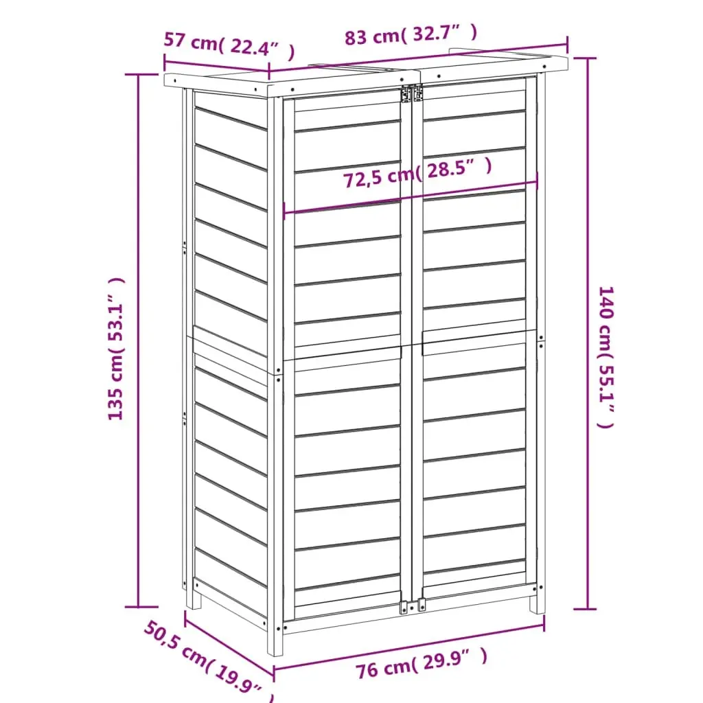 Garden Tool Shed Grey 83x57x140 cm Solid Wood Pine 172241