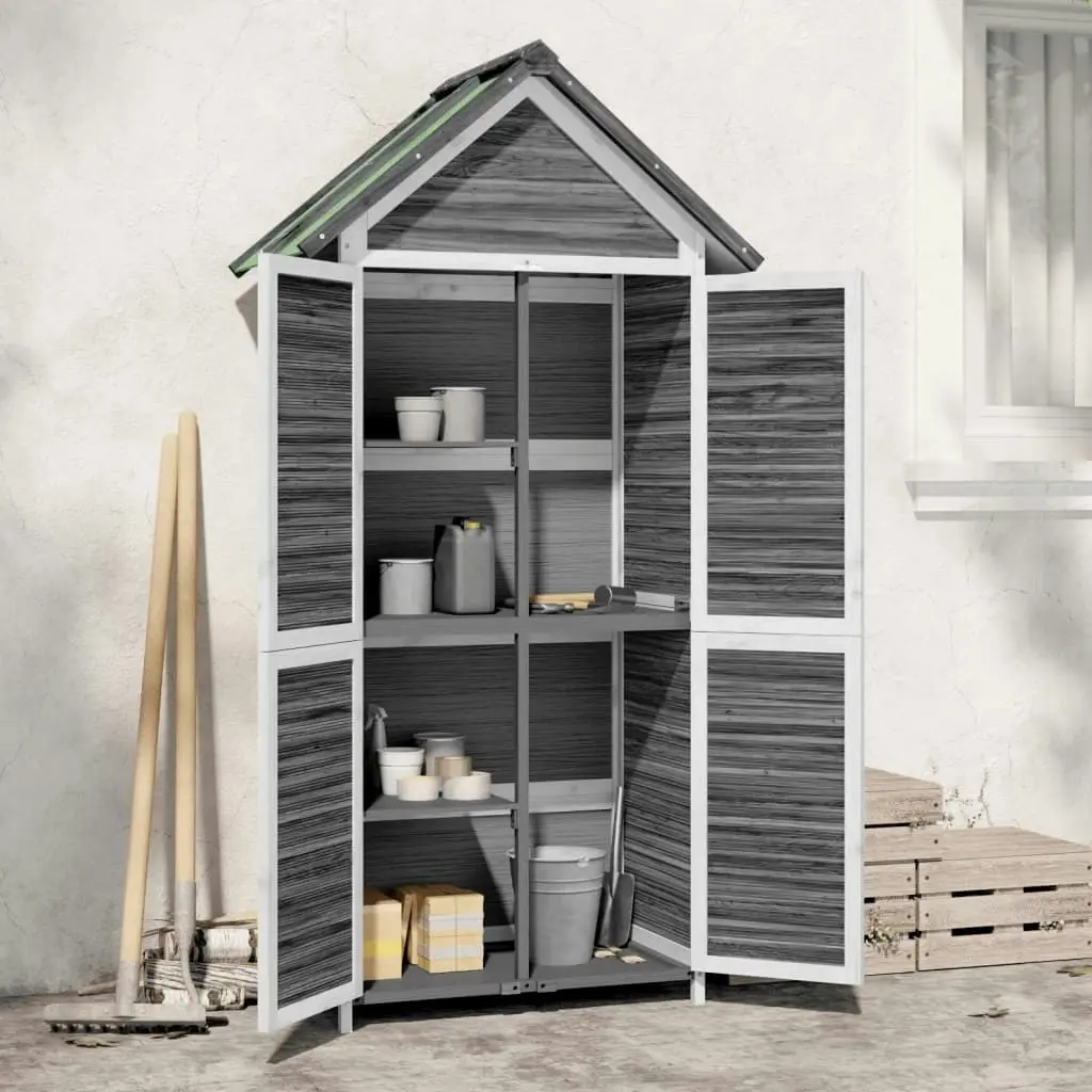 Garden Tool Shed Grey 89x52.5x175 cm Solid Wood Pine 172244