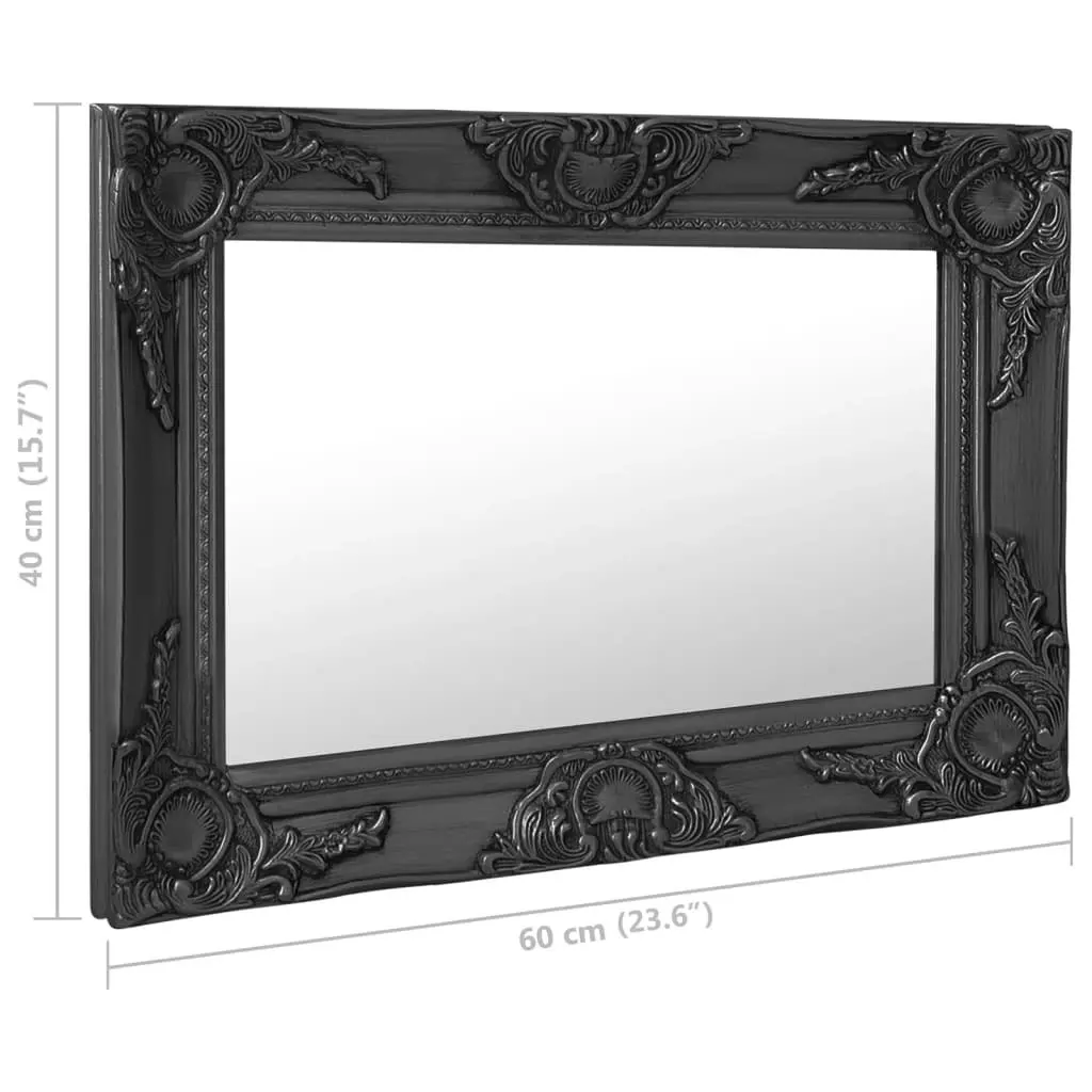 Wall Mirror Baroque Style 60x40 cm Black 320331