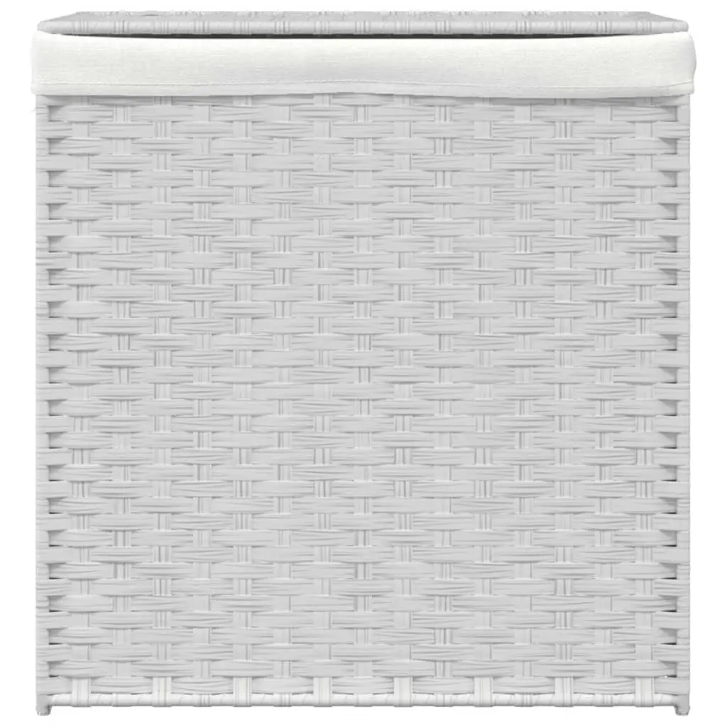 Laundry Basket with 2 Sections White 53x35x57 cm Poly Rattan 372038