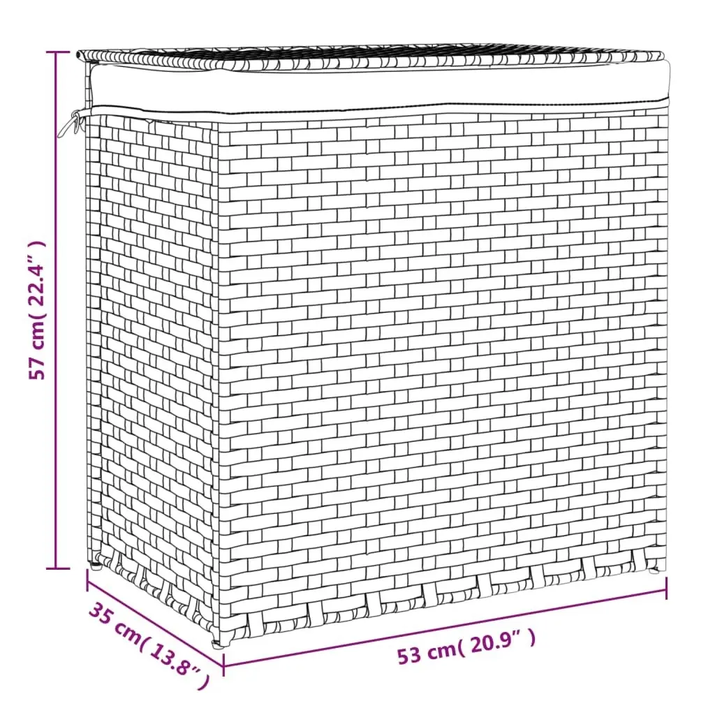 Laundry Basket with 2 Sections White 53x35x57 cm Poly Rattan 372038