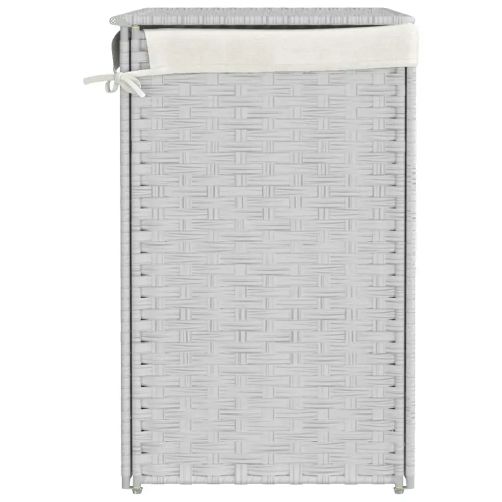 Laundry Basket with 2 Sections White 53x35x57 cm Poly Rattan 372038