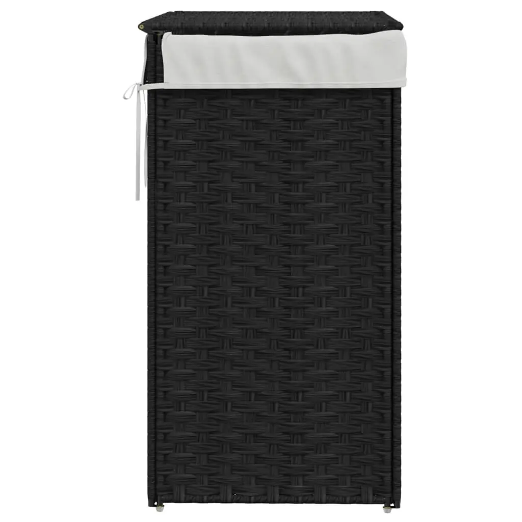 Laundry Basket with Lid Black 46x33x60 cm Poly Rattan 372032