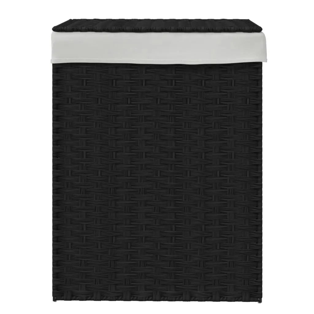 Laundry Basket with Lid Black 46x33x60 cm Poly Rattan 372032