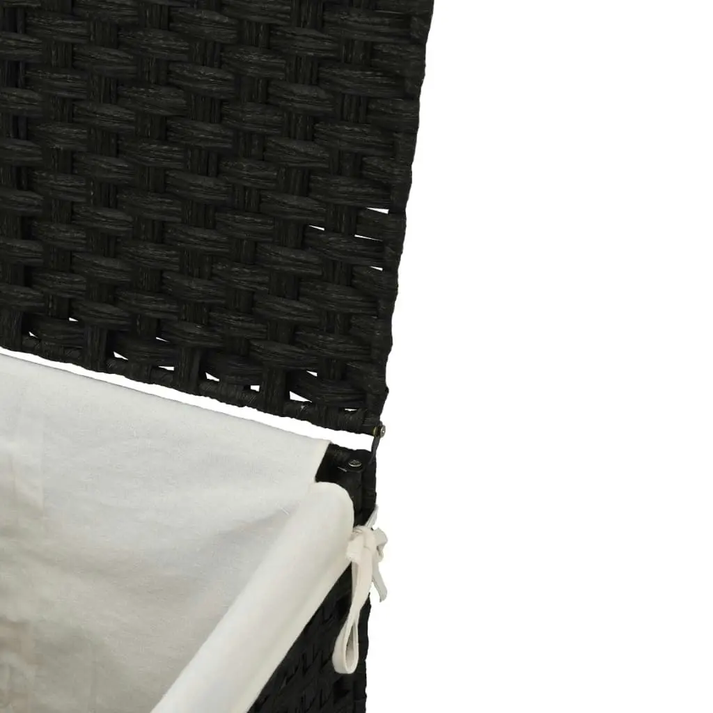 Laundry Basket with Lid Black 46x33x60 cm Poly Rattan 372032