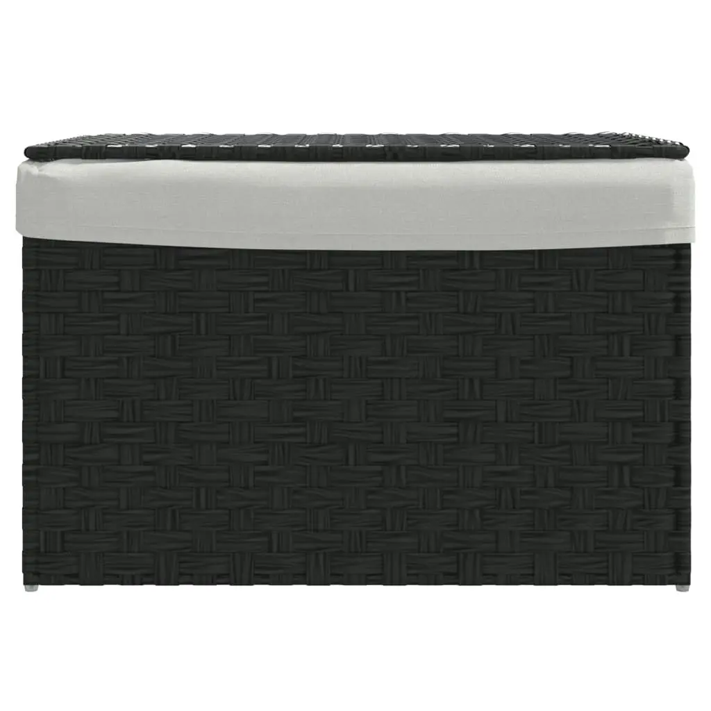 Laundry Basket with Lid Black 55.5x35x34 cm Poly Rattan 372052