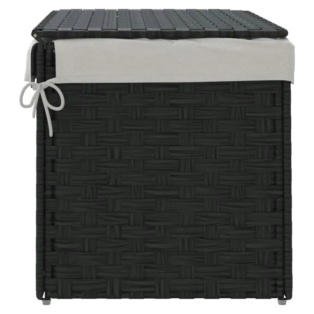 Laundry Basket with Lid Black 55.5x35x34 cm Poly Rattan 372052