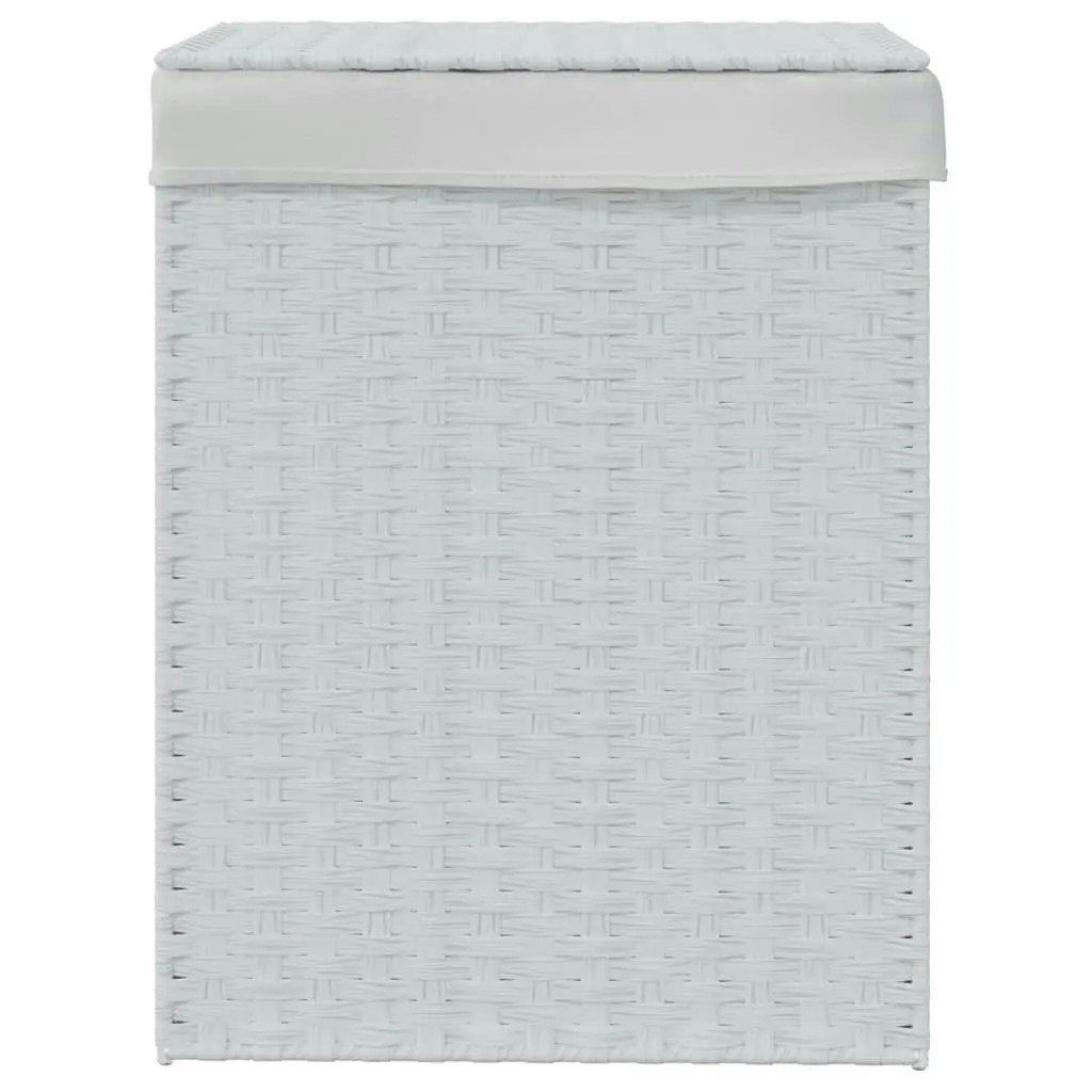 Laundry Basket with Lid White 46x33x60 cm Poly Rattan 372033