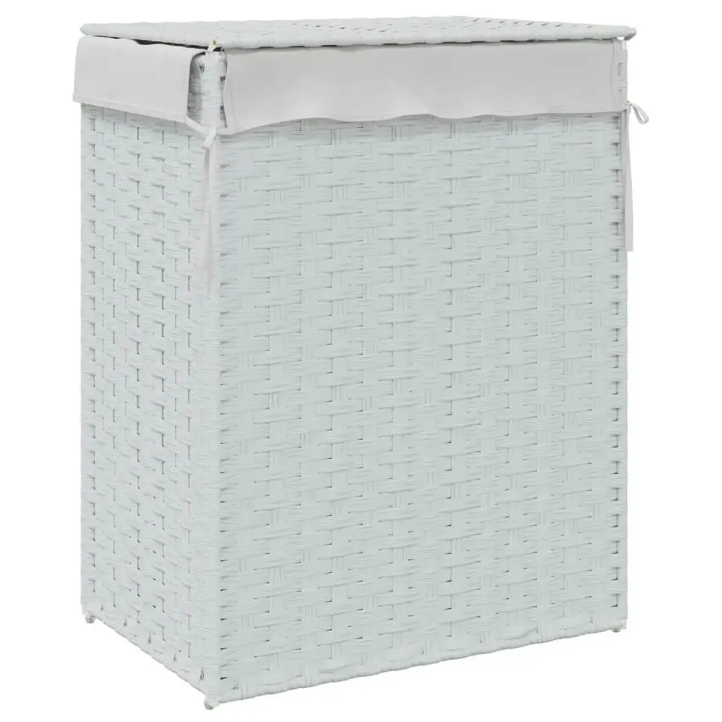 Laundry Basket with Lid White 46x33x60 cm Poly Rattan 372033