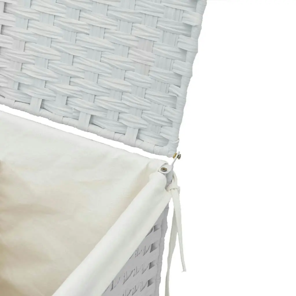 Laundry Basket with Lid White 46x33x60 cm Poly Rattan 372033