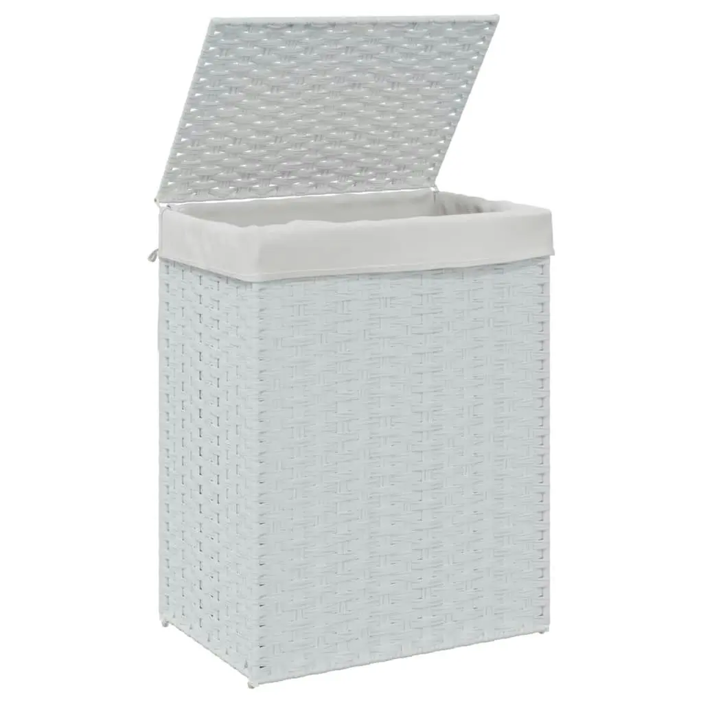 Laundry Basket with Lid White 46x33x60 cm Poly Rattan 372033