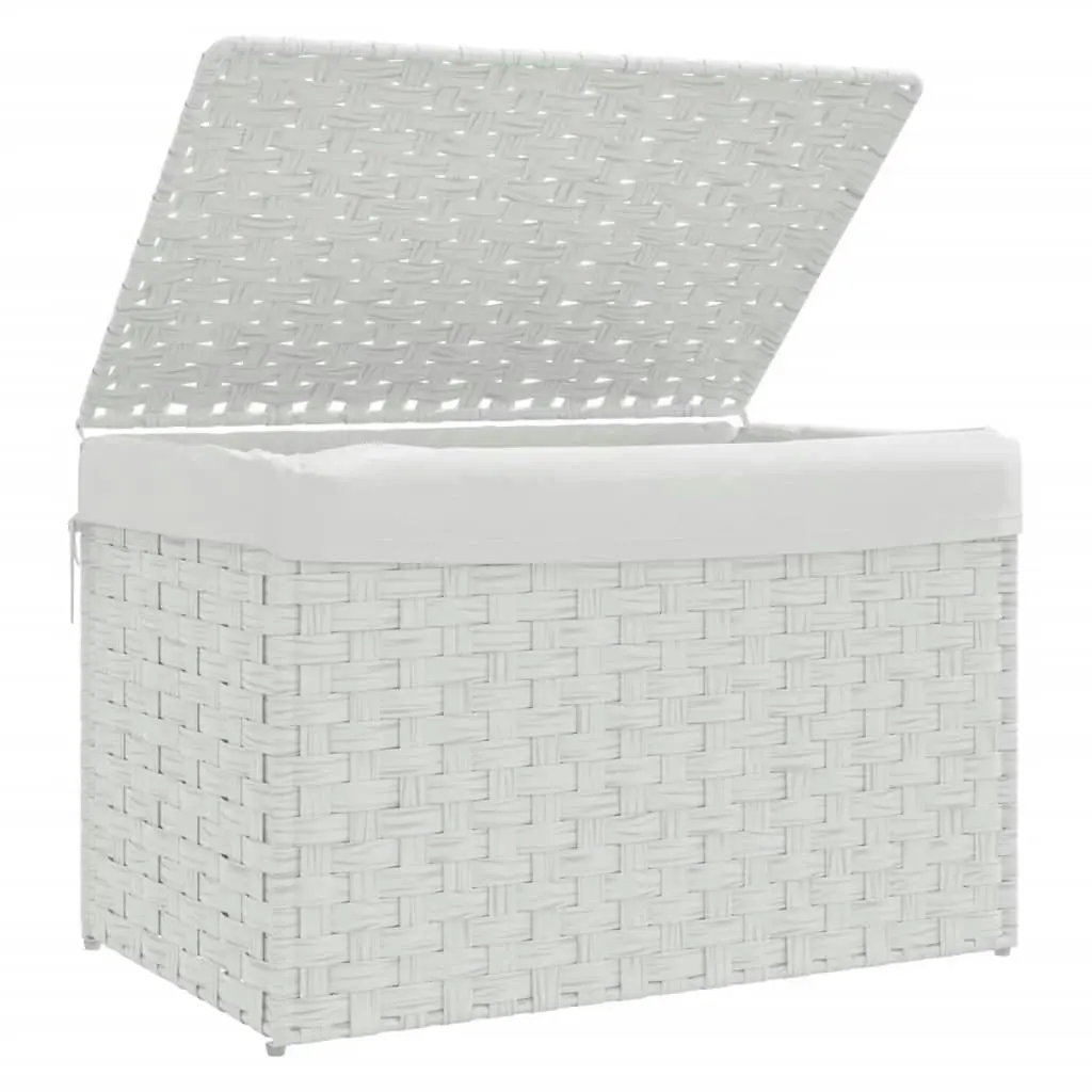 Laundry Basket with Lid White 55.5x35x34 cm Poly Rattan 372053