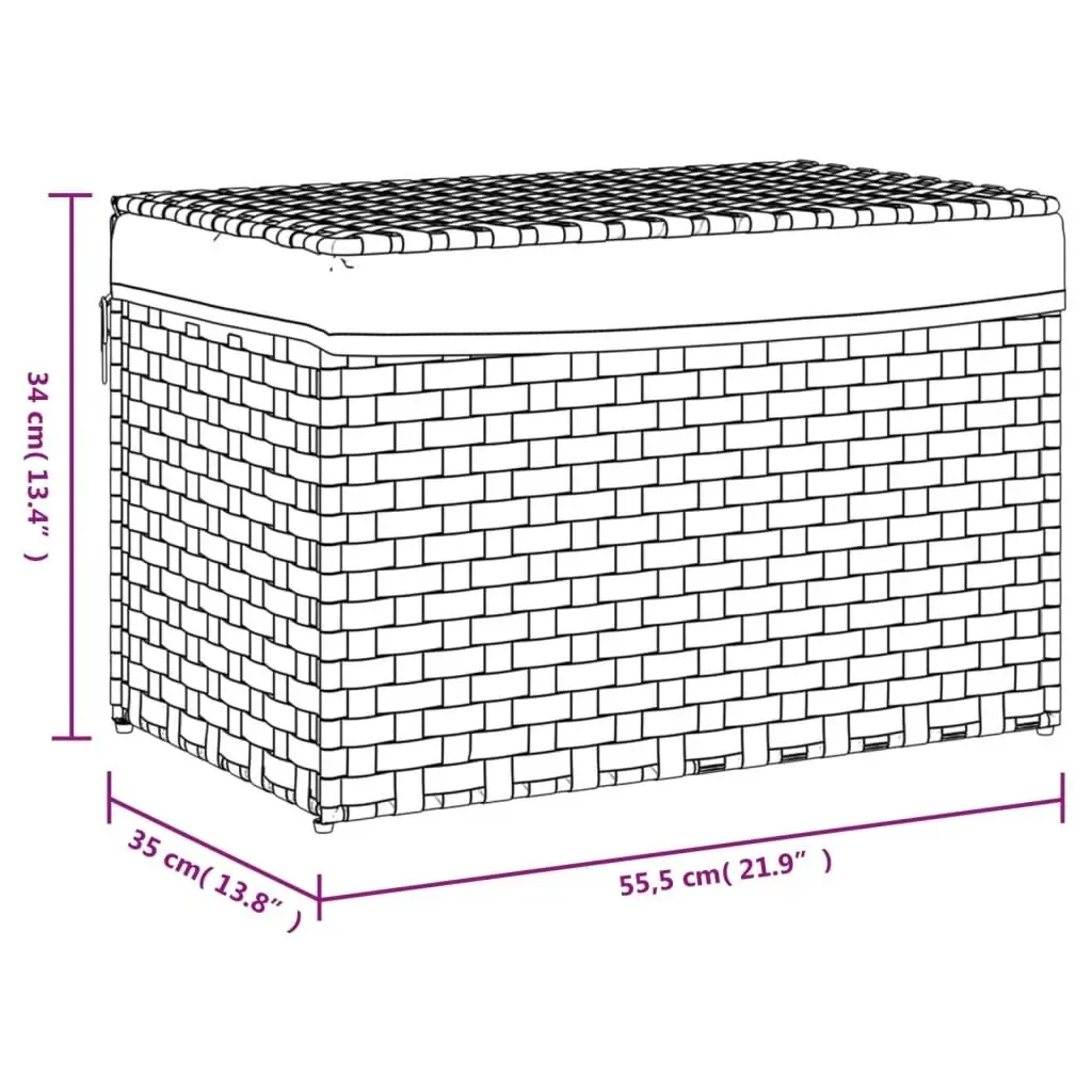 Laundry Basket with Lid White 55.5x35x34 cm Poly Rattan 372053