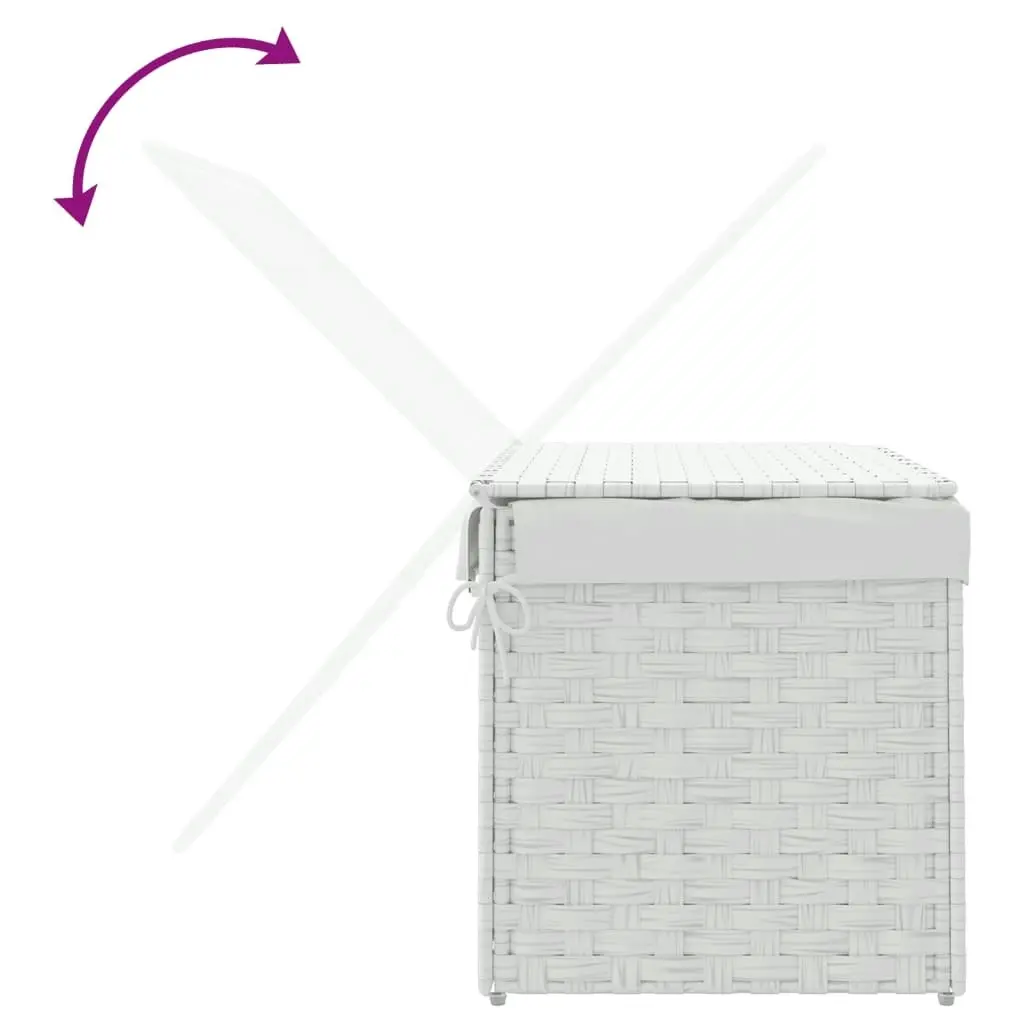 Laundry Basket with Lid White 55.5x35x34 cm Poly Rattan 372053