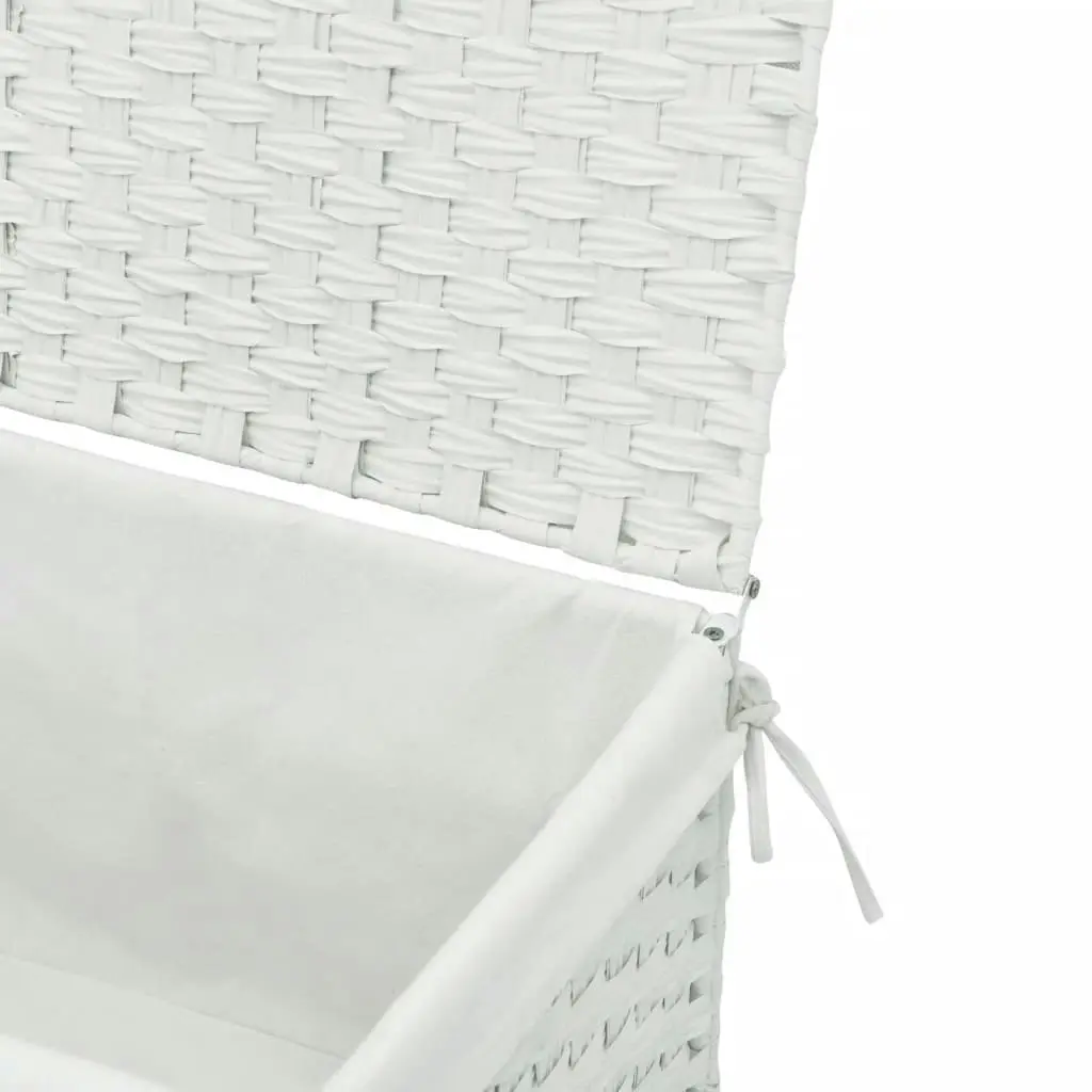 Laundry Basket with Lid White 55.5x35x34 cm Poly Rattan 372053