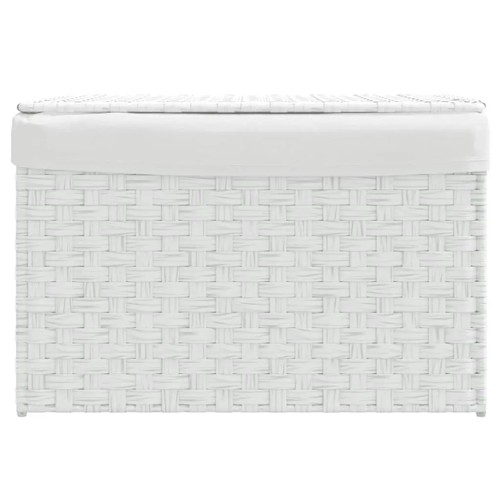 Laundry Basket with Lid White 55.5x35x34 cm Poly Rattan 372053