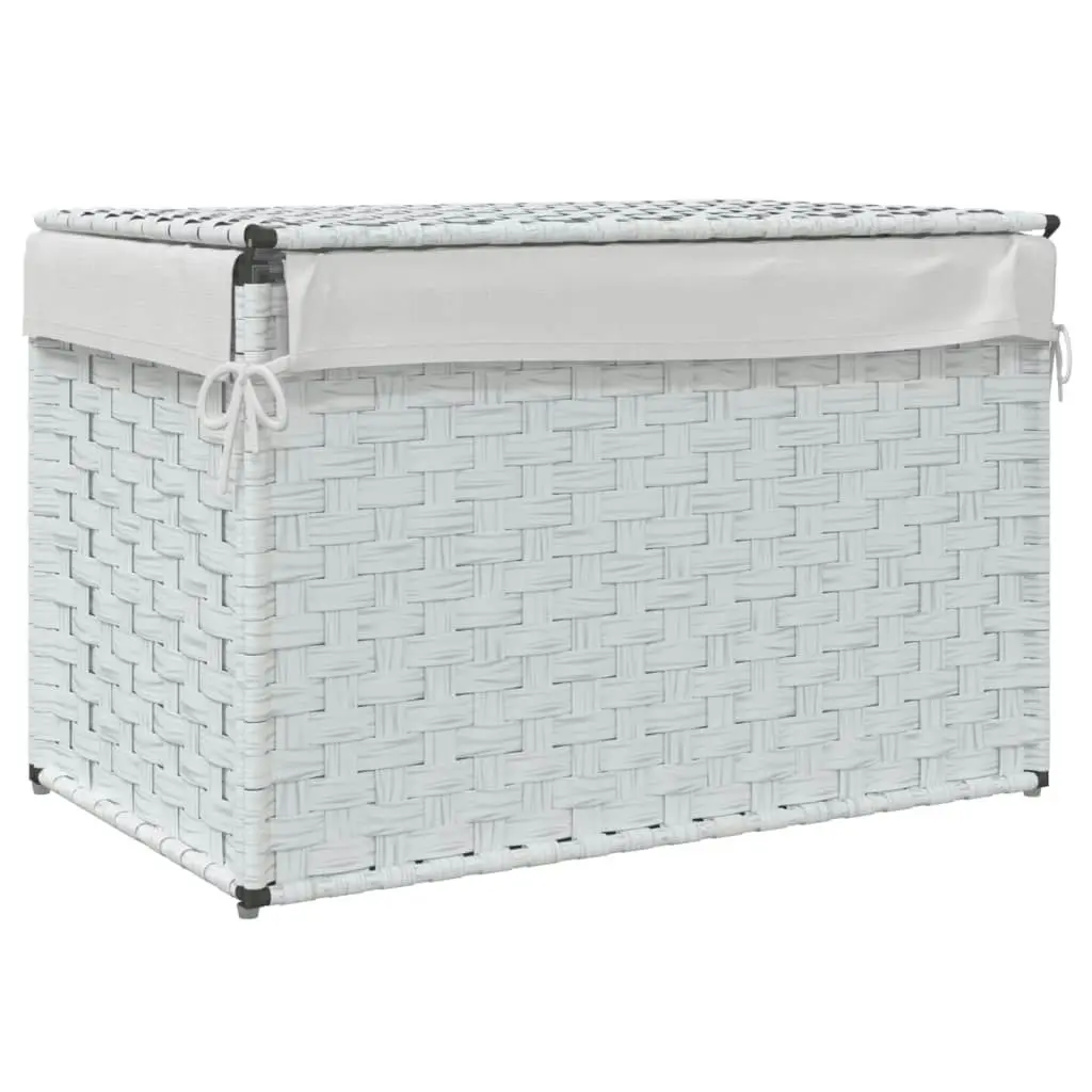 Laundry Basket with Lid White 55.5x35x34 cm Poly Rattan 372053