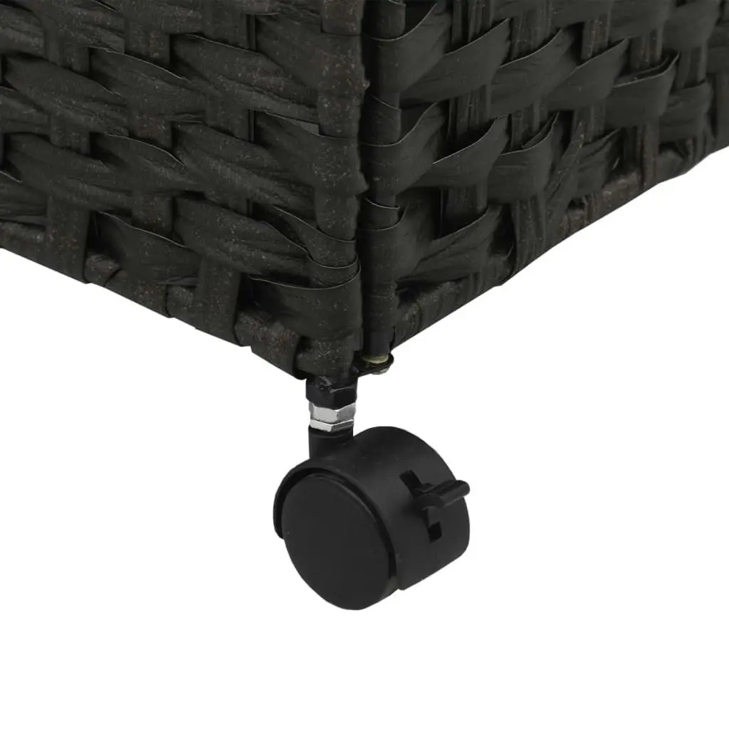 Laundry Basket with Wheels Black 60x35x60.5 cm Rattan 372042