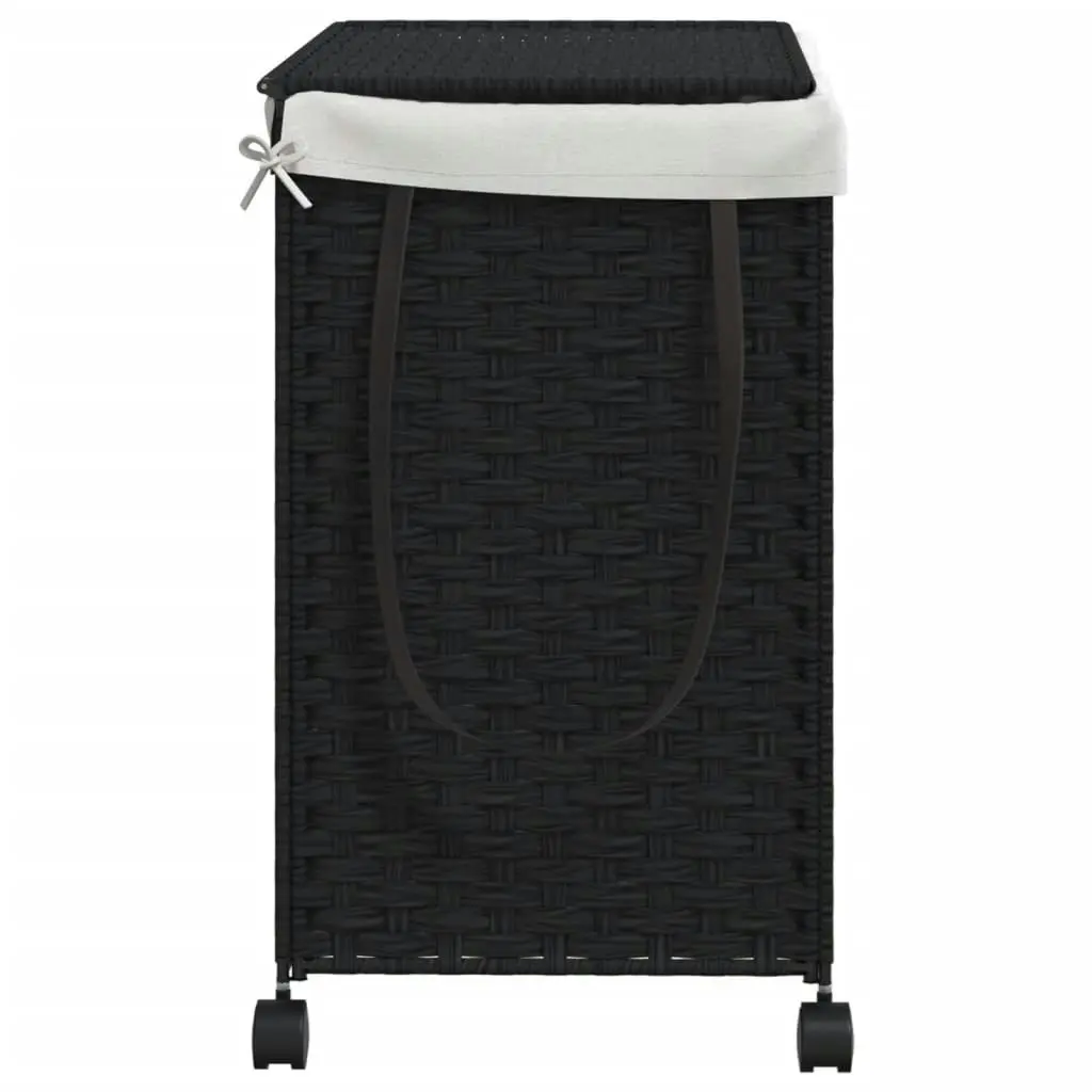 Laundry Basket with Wheels Black 60x35x60.5 cm Rattan 372042