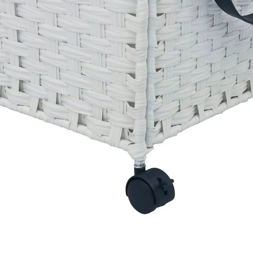 Laundry Basket with Wheels White 60x35x60.5 cm Rattan 372043