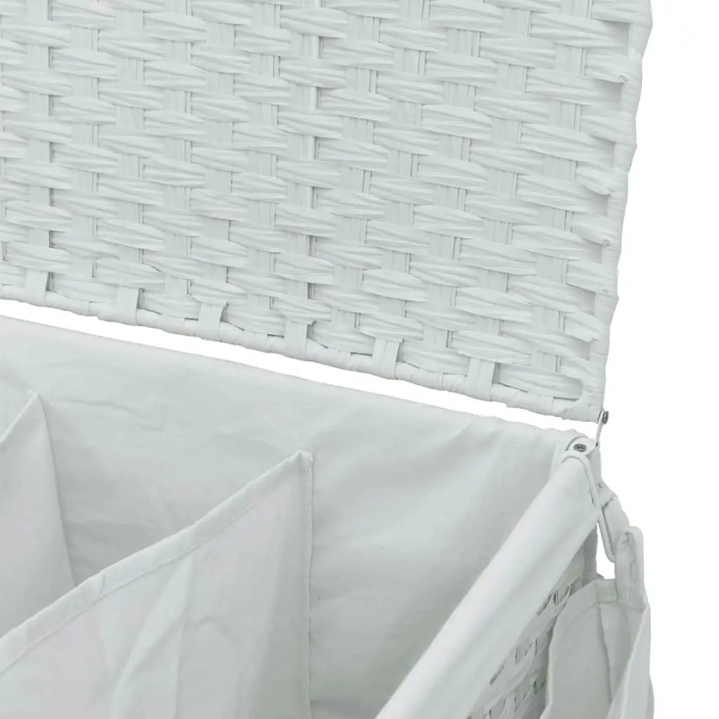 Laundry Basket with Wheels White 60x35x60.5 cm Rattan 372043