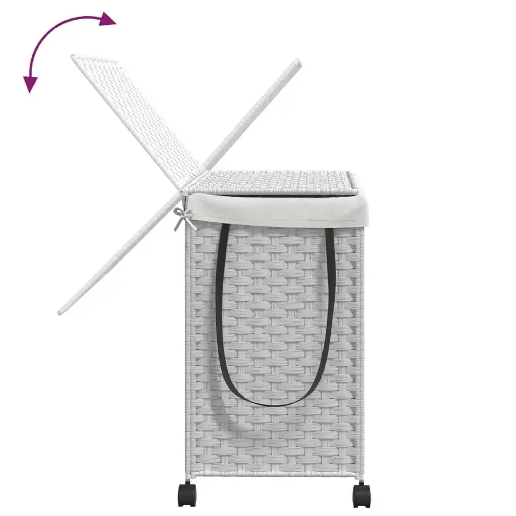 Laundry Basket with Wheels White 60x35x60.5 cm Rattan 372043