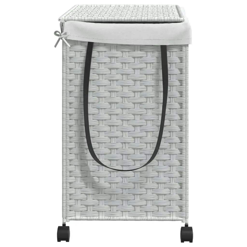 Laundry Basket with Wheels White 60x35x60.5 cm Rattan 372043