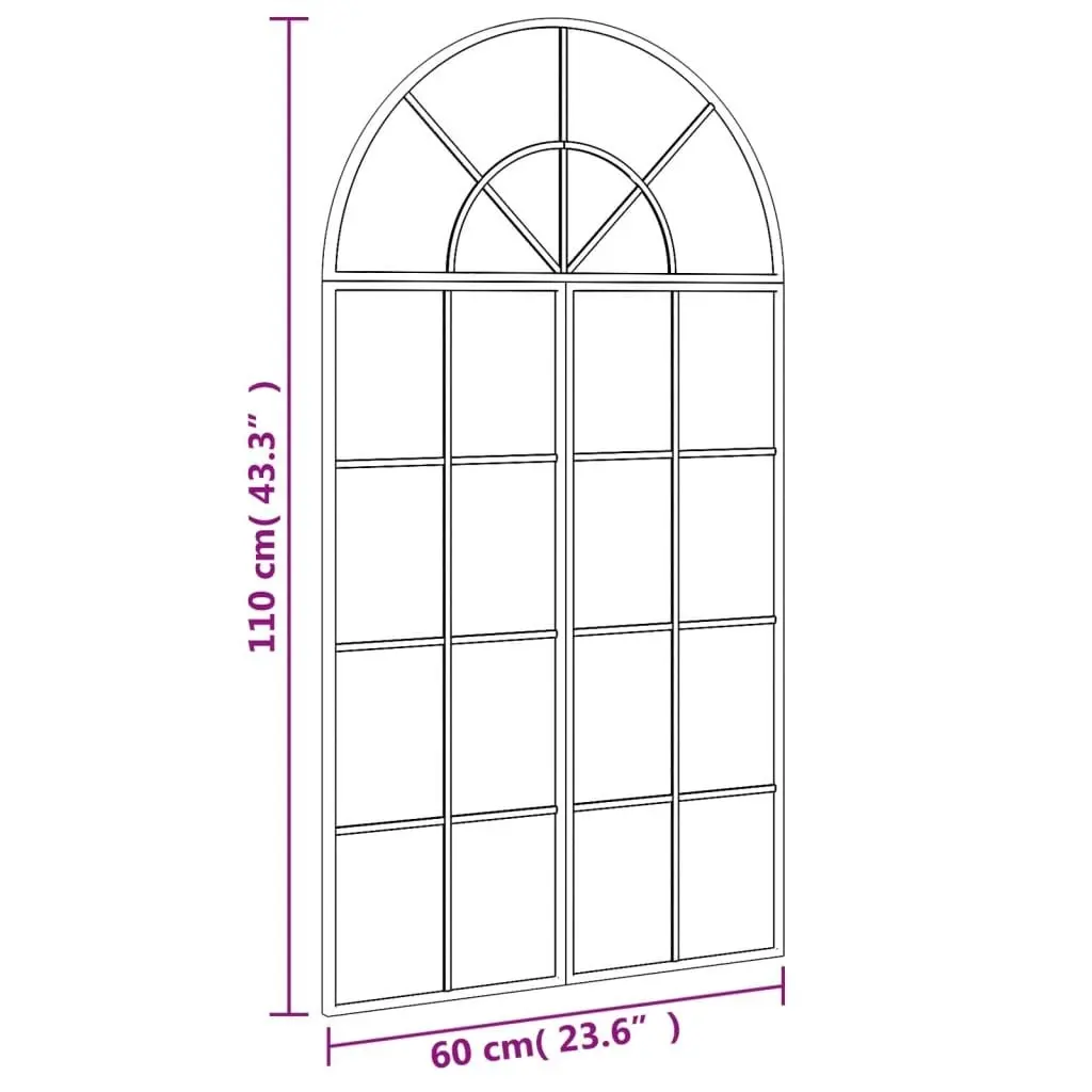 Wall Mirror Black 60x110 cm Arch Iron 3200606