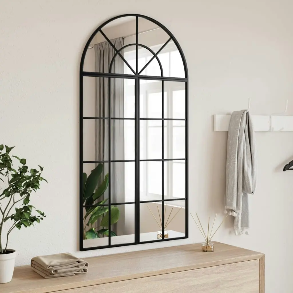 Wall Mirror Black 60x110 cm Arch Iron 3200606