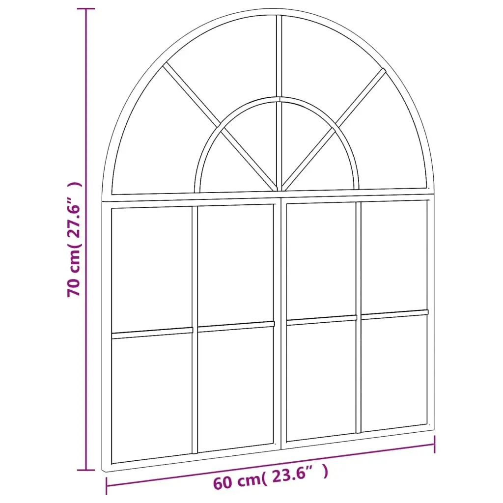 Wall Mirror Black 60x70 cm Arch Iron 3200604