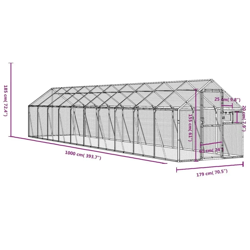 Aviary Silver 1.79x10x1.85 m Aluminium 3155800