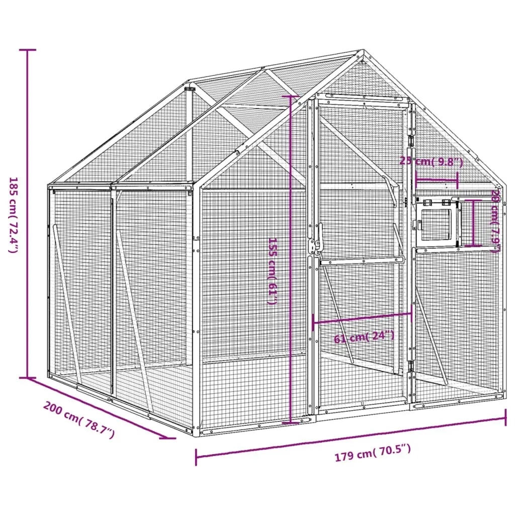 Aviary Silver 1.79x2x1.85 m Aluminium 3155795