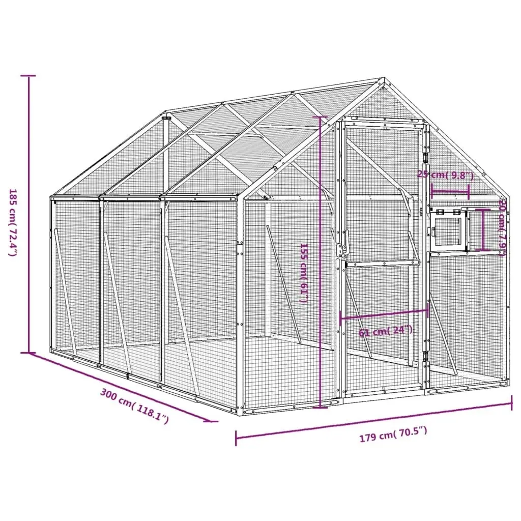 Aviary Silver 1.79x3x1.85 m Aluminium 3155796