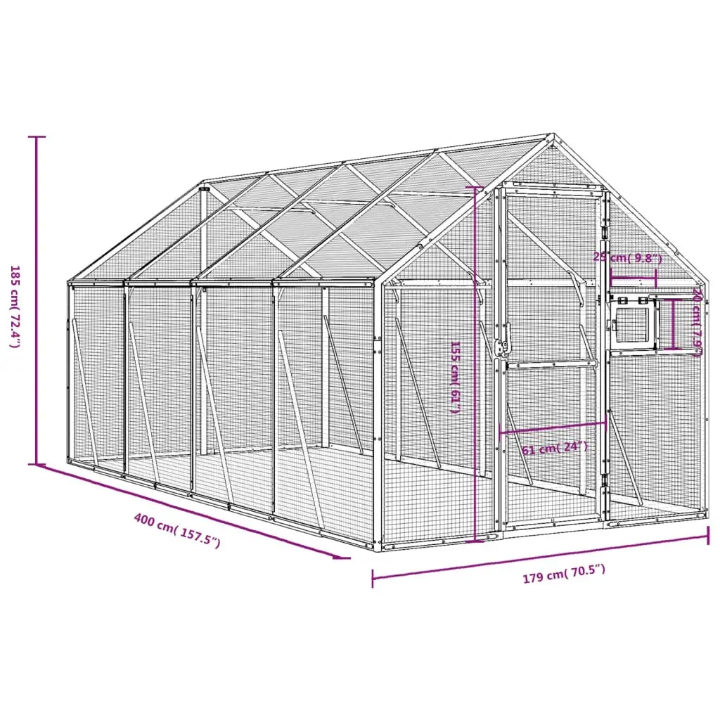 Aviary Silver 1.79x4x1.85 m Aluminium 3155797