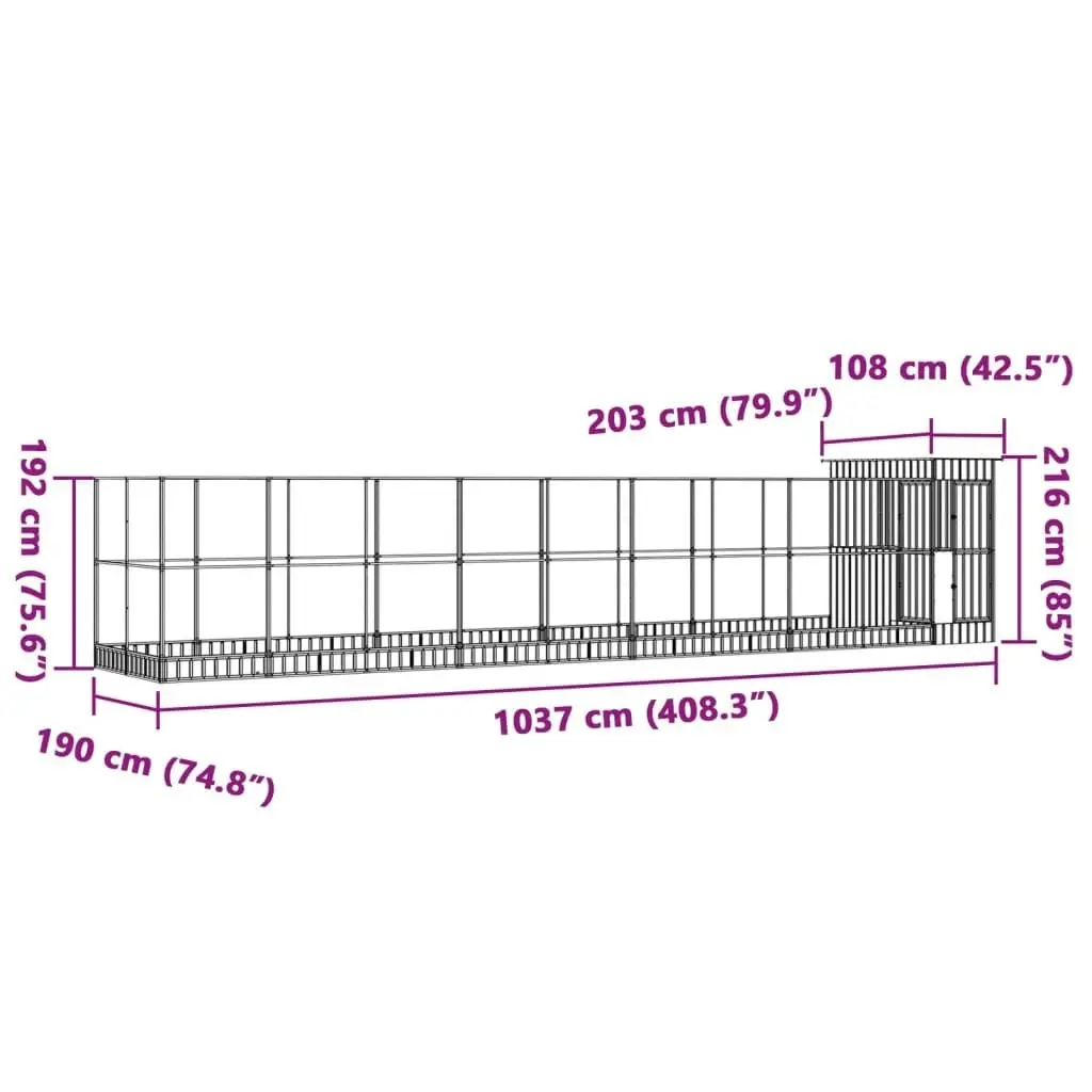 Aviary with Extension Silver 1037x203x216 cm Steel 3214261