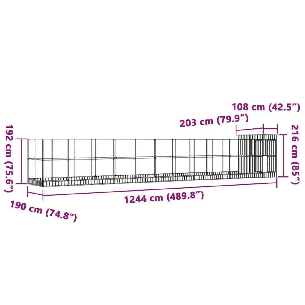 Aviary with Extension Silver 1244x203x216 cm Steel 3214262