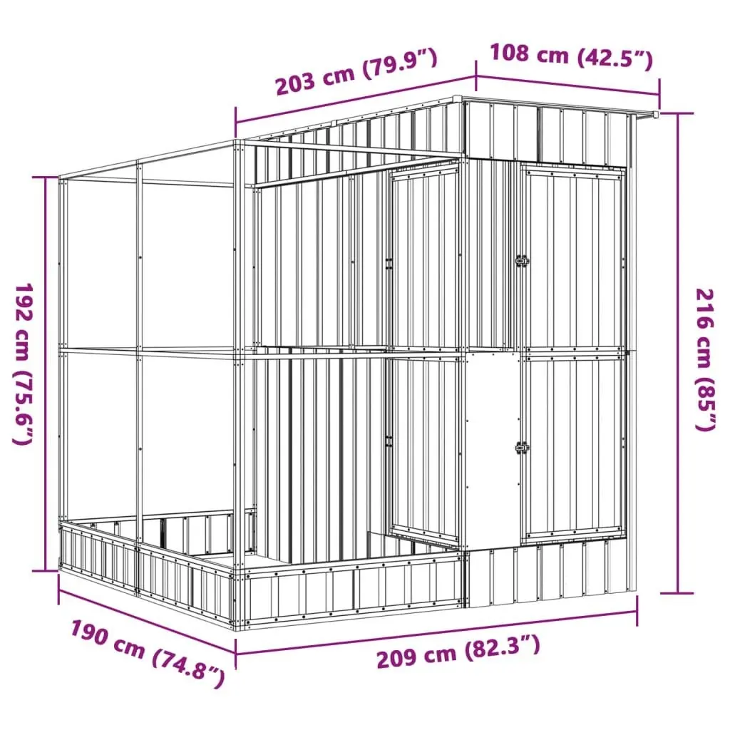 Aviary with Extension Silver 209x203x216 cm Steel 3216426