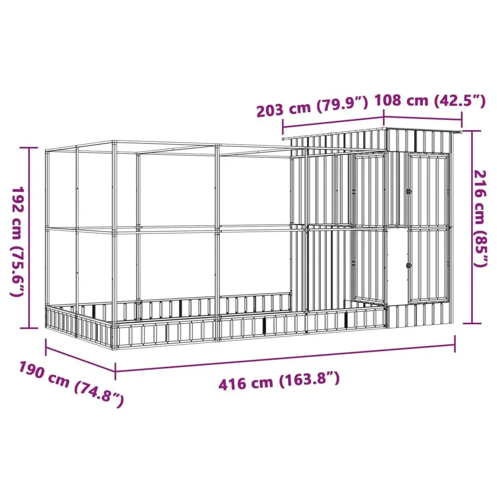 Aviary with Extension Silver 416x203x216 cm Steel 3214258