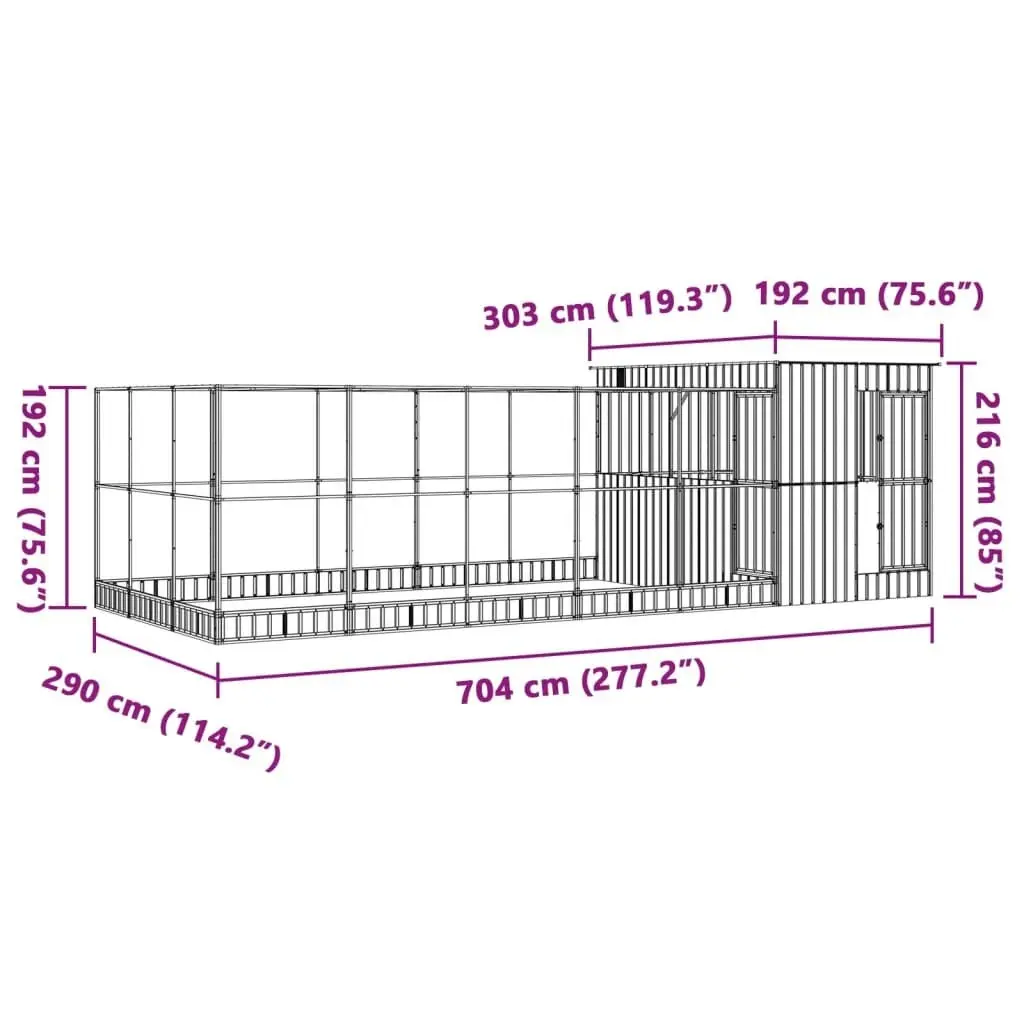 Aviary with Extension Silver 704x303x216 cm Steel 3214264