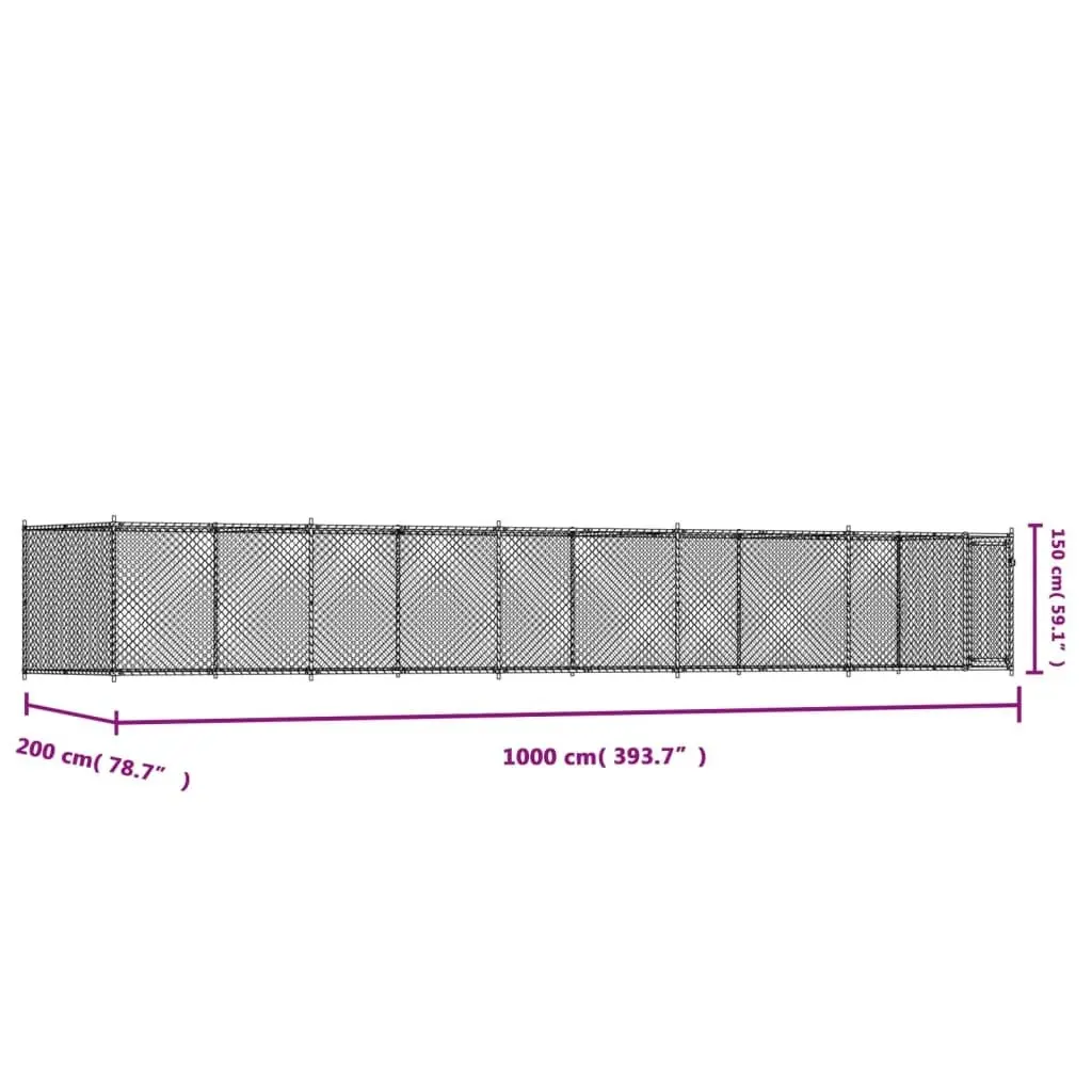 Dog Cage with Door Grey 10x2x1.5 m Galvanised Steel 3209581