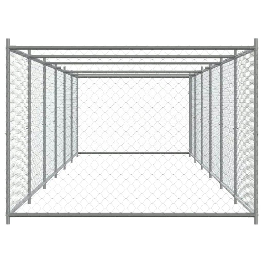 Dog Cage with Door Grey 12x2x1.5 m Galvanised Steel 3209582