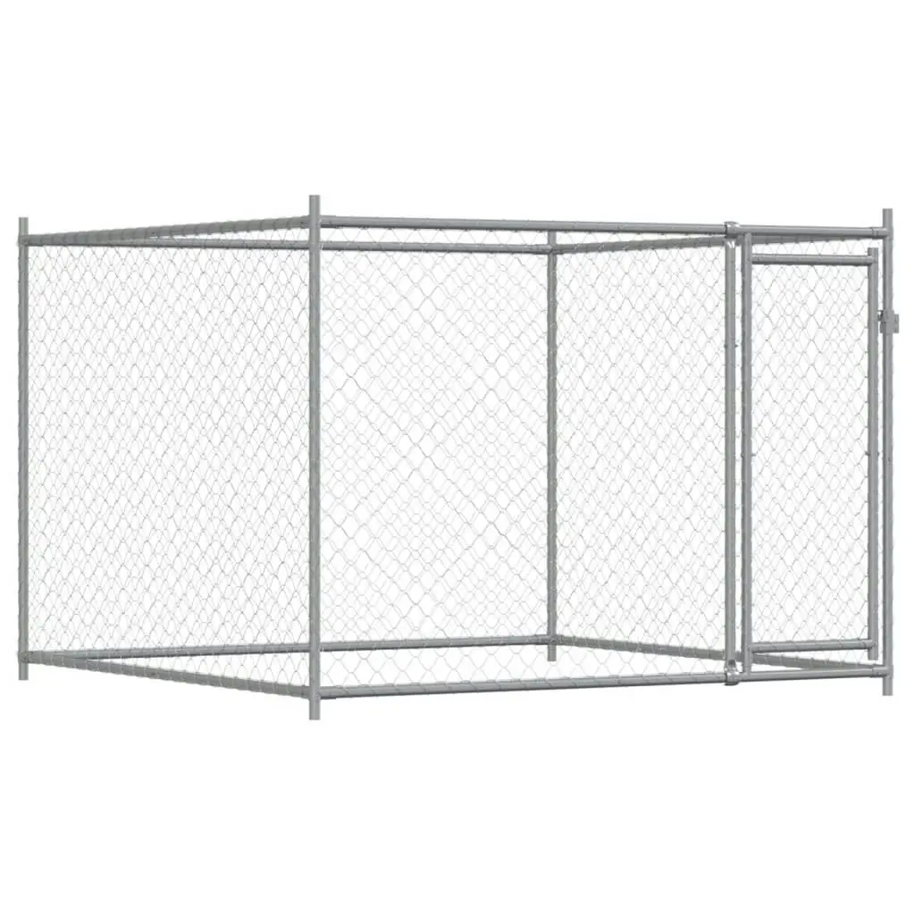 Dog Cage with Door Grey 12x2x1.5 m Galvanised Steel 3209582