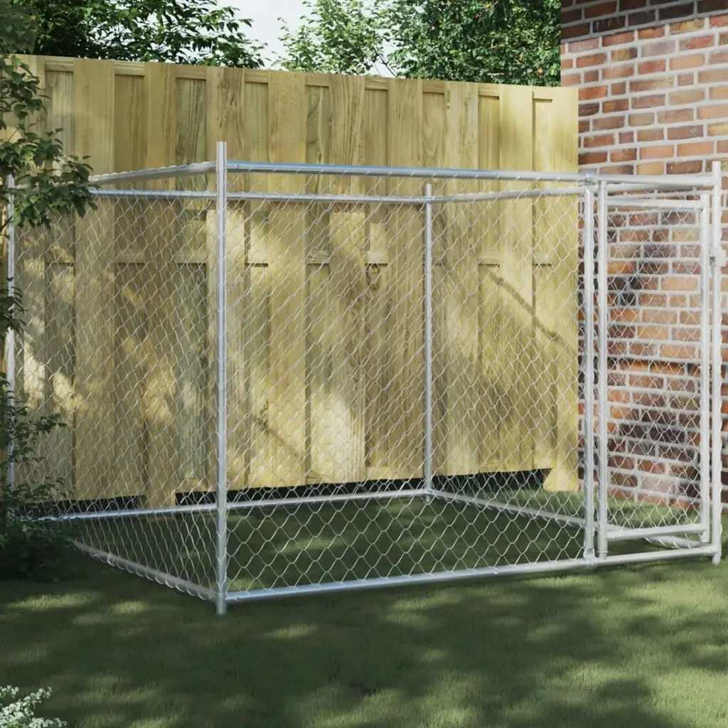 Dog Cage with Door Grey 2x2x1.5 m Galvanised Steel 172562