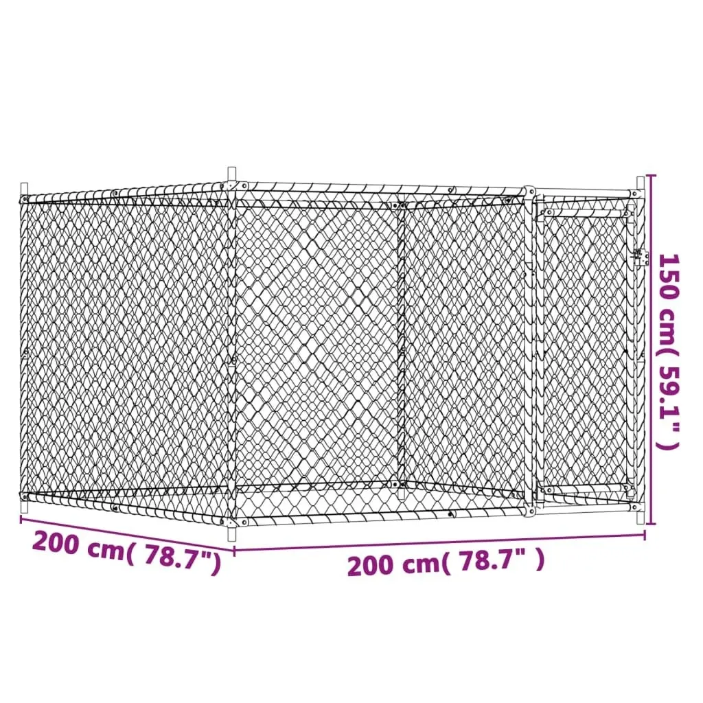 Dog Cage with Door Grey 2x2x1.5 m Galvanised Steel 172562