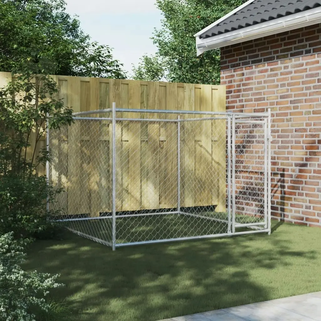 Dog Cage with Door Grey 2x2x1.5 m Galvanised Steel 172562