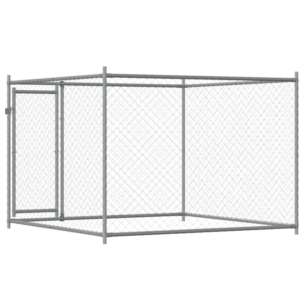 Dog Cage with Door Grey 2x2x1.5 m Galvanised Steel 172562