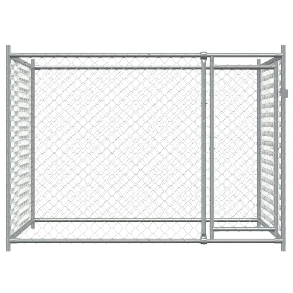 Dog Cage with Door Grey 2x2x1.5 m Galvanised Steel 172562